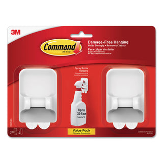 Command™ Spray Bottle Holder, 2.34 x 1.69 x 3.34, White, 2 Hangers/4 Strips/Pack (MMM170092ES)