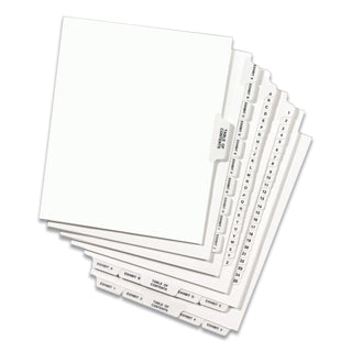 Avery® Preprinted Legal Exhibit Side Tab Index Dividers, Avery Style, 10-Tab, 8, 11 x 8.5, White, 25/Pack (AVE11918)
