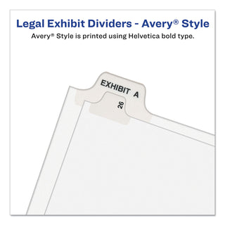 Avery® Preprinted Legal Exhibit Side Tab Index Dividers, Avery Style, 10-Tab, 8, 11 x 8.5, White, 25/Pack (AVE11918)