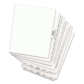 Avery® Preprinted Legal Exhibit Side Tab Index Dividers, Avery Style, 11-Tab, 1 to 10, 11 x 8.5, White, 1 Set (AVE11381)
