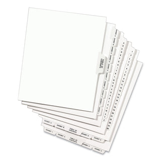 Avery® Preprinted Legal Exhibit Side Tab Index Dividers, Avery Style, 10-Tab, 10, 11 x 8.5, White, 25/Pack (AVE11920)