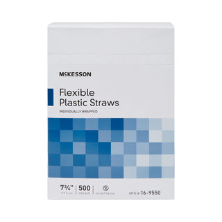 McKesson Flexible Drinking Straw 7-3/4 Inch Length White Individually Wrapped (485517_CS)