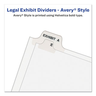 Avery® Preprinted Legal Exhibit Side Tab Index Dividers, Avery Style, 25-Tab, 1 to 25, 11 x 8.5, White, 1 Set (AVE01330)