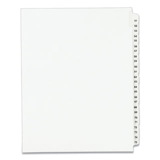 Avery® Preprinted Legal Exhibit Side Tab Index Dividers, Avery Style, 25-Tab, 51 to 75, 11 x 8.5, White, 1 Set (AVE01332)