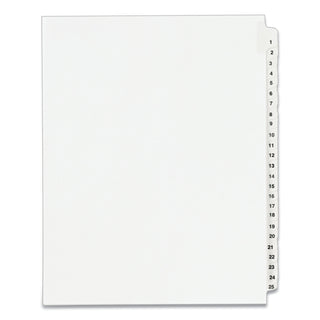 Avery® Preprinted Legal Exhibit Side Tab Index Dividers, Avery Style, 25-Tab, 1 to 25, 11 x 8.5, White, 1 Set (AVE01330)