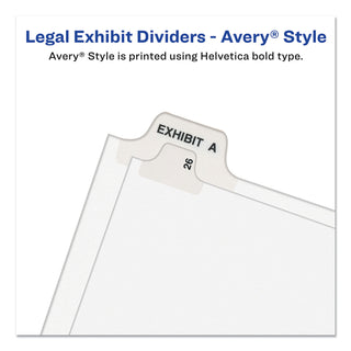 Avery® Preprinted Legal Exhibit Side Tab Index Dividers, Avery Style, 25-Tab, 1 to 25, 11 x 8.5, White, 1 Set (AVE11370)