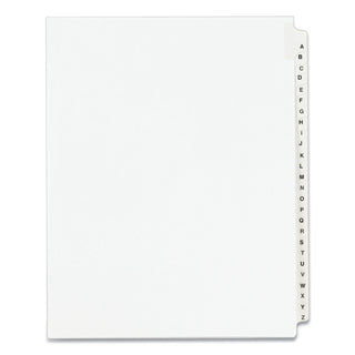 Avery® Preprinted Legal Exhibit Side Tab Index Dividers, Avery Style, 26-Tab, A to Z, 11 x 8.5, White, 1 Set (AVE01400)