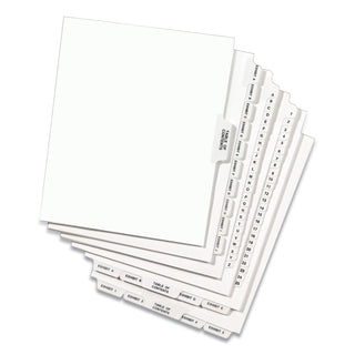 Avery® Preprinted Legal Exhibit Side Tab Index Dividers, Avery Style, 25-Tab, 51 to 75, 11 x 8.5, White, 1 Set (AVE01332)