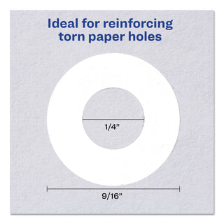 Avery® Dispenser Pack Hole Reinforcements, 1/4" Dia, White, 200/Pack (AVE05729)