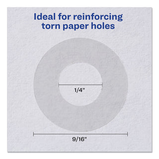 Avery® Dispenser Pack Hole Reinforcements, 1/4" Dia, Clear, 200/Pack (AVE05721)