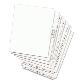 Avery® Preprinted Legal Exhibit Side Tab Index Dividers, Avery Style, 26-Tab, A to Z, 11 x 8.5, White, 1 Set (AVE01400)