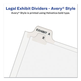 Avery® Preprinted Legal Exhibit Side Tab Index Dividers, Avery Style, 10-Tab, 9, 11 x 8.5, White, 25/Pack (AVE11919)