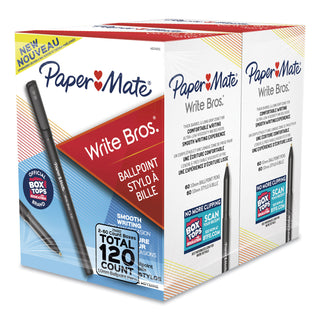Papermate® Write Bros. Stick Ballpoint Pen, Medium 1 mm, Black Ink/Barrel, 120/Pack (PAP2096479)