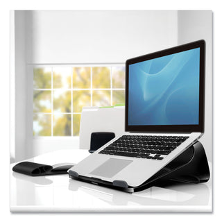 Fellowes® I-Spire Series Laptop Lift, 13.19" x 9.31" x 4.13", Black/Gray, Supports 10 lbs (FEL9472401)