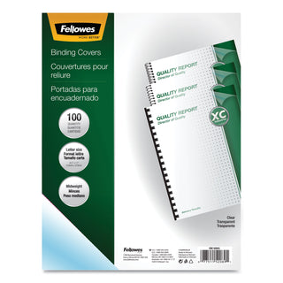 Fellowes® Crystals Transparent Presentation Covers for Binding Systems, Clear, with Square Corners, 11 x 8.5, Unpunched, 100/Pack (FEL52089)