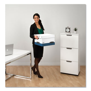 Bankers Box® PRESTO Ergonomic Design Storage Boxes, Letter/Legal Files, 12.88" x 16.5" x 10.38", White/Blue, 12/Carton (FEL0063601)