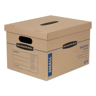 Bankers Box® SmoothMove Classic Moving/Storage Boxes, Half Slotted Container (HSC), Small, 12" x 15" x 10", Brown/Blue, 20/Carton (FEL7714210)