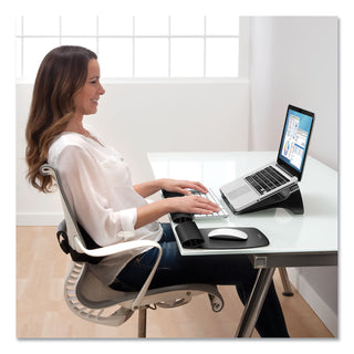 Fellowes® I-Spire Series Laptop Lift, 13.19" x 9.31" x 4.13", Black/Gray, Supports 10 lbs (FEL9472401)