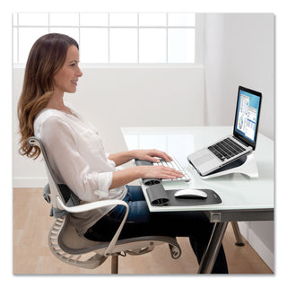 Fellowes® I-Spire Series Laptop Lift, 13.19" x 9.31" x 4.13", White/Gray, Supports 10 lbs (FEL9311201)