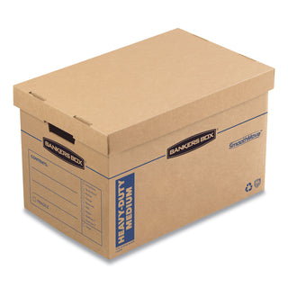 Bankers Box® SmoothMove Maximum Strength Moving Boxes, Half Slotted Container (HSC), Medium, 12.25" x 18.5" x 12", Brown/Blue, 8/Pack (FEL7710301)