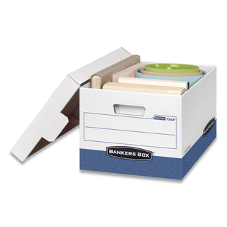 Bankers Box® R-KIVE Heavy-Duty Storage Boxes, Letter/Legal Files, 12.75" x 16.5" x 10.38", White/Blue, 12/Carton (FEL07243)