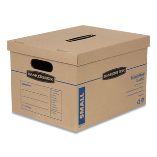 Bankers Box® SmoothMove Classic Moving/Storage Boxes, Half Slotted Container (HSC), Small, 12" x 15" x 10", Brown/Blue, 10/Carton (FEL7714203)