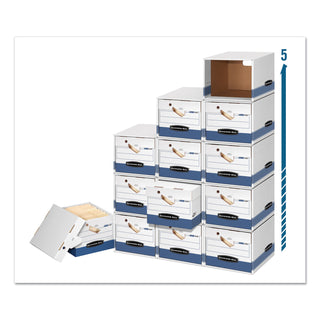 Bankers Box® PRESTO Ergonomic Design Storage Boxes, Letter/Legal Files, 12.88" x 16.5" x 10.38", White/Blue, 12/Carton (FEL0063601)