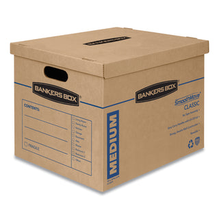 Bankers Box® SmoothMove Classic Moving/Storage Boxes, Half Slotted Container (HSC), Medium, 15" x 18" x 14", Brown/Blue, 8/Carton (FEL7717201)