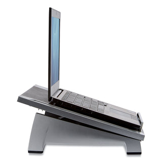 Fellowes® Office Suites Laptop Riser, 15.13" x 11.38" x 4.5" to 6.5", Black/Silver, Supports 10 lbs (FEL8032001)
