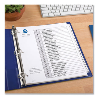 Avery® Customizable Table of Contents Ready Index Black and White Dividers, 31-Tab, 1 to 31, 11 x 8.5, 6 Sets (AVE11827)
