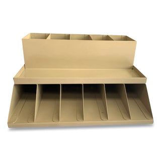 CONTROLTEK® Coin Wrapper and Bill Strap 2-Tier Rack, 11 Compartments, 9.38 x 8.13 4.63, Metal, Pebble Beige (CNK500013)