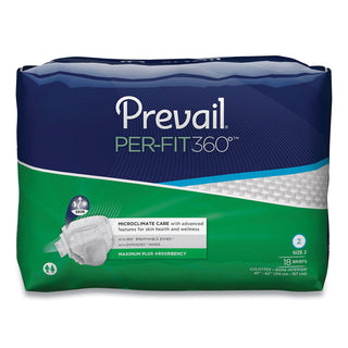 Prevail® Per-Fit360 Degree Briefs, Maximum Plus Absorbency, Size 2, 45" to 62" Waist, 72/Carton (PVLPFNG013)