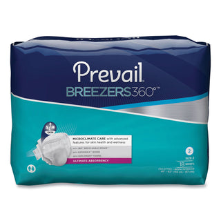 Prevail® Breezers360 Degree Briefs, Ultimate Absorbency, Size 2, 45" to 62" Waist, 72/Carton (PVLPVBNG013)