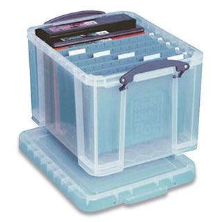Really Useful Box® Stackable File Box, Legal Files, 14.5 x 18.5 x 12.75, Clear/Blue Accents (RUA32CL)