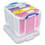 Really Useful Box® Snap-Lid Storage Bin, 8.45 gal, 14" x 18" x 12.25", Clear/Blue, 3/Pack (RUA32CPK3CB)