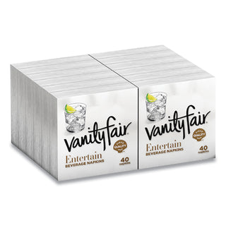 Vanity Fair® Entertain Beverage Napkins, 2-Ply, 9.8 x 9.8, White, 40/Pack, 12 Packs/Carton (VTF35134)