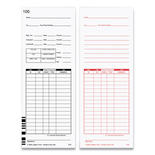 Lathem® Time Time Clock Cards for Lathem Time 7000E/7500E, Two Sides, 3.38 x 8.78, 100/Pack (LTHE79100)