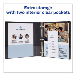 Avery® Durable View Binder with DuraHinge and Slant Rings, 3 Rings, 1" Capacity, 11 x 8.5, Blue (AVE17014)
