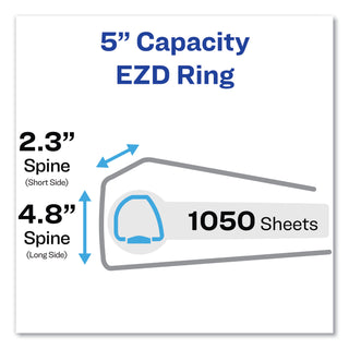Avery® Durable Non-View Binder with DuraHinge and EZD Rings, 3 Rings, 5" Capacity, 11 x 8.5, Black (AVE08901)