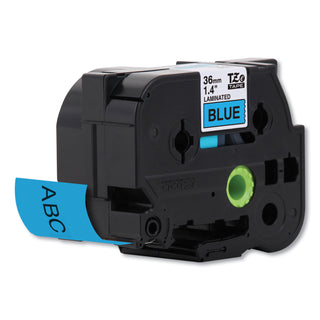 Brother TZe Standard Adhesive Laminated Labeling Tape, 1.4" x 26.2 ft, Black on Blue (BRTTZE561CS)