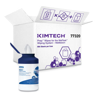 Kimtech™ WetTask System Prep Wipers for Bleach/Disinfectants/Sanitizers Hygienic Enclosed System Refills, w/Canister, 55/Rl,12 Roll/Ct (KCC77320)