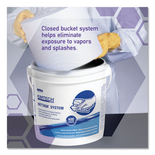 WypAll® Power Clean Wipers for Disinfectants, Sanitizers,Solvents WetTask Customizable Wet Wipe System, 140/Roll, 6 Rolls/1 Bucket/CT (KCC0621102)