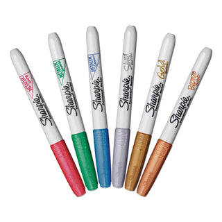 Sharpie® Metallic Fine Point Permanent Markers, Bullet Tip, Blue-Green-Red, 6/Pack (SAN2029678)
