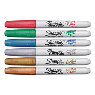 Sharpie® Metallic Fine Point Permanent Markers, Bullet Tip, Blue-Green-Red, 6/Pack (SAN2029678)