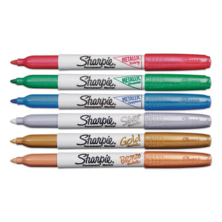 Sharpie® Metallic Fine Point Permanent Markers, Bullet Tip, Blue-Green-Red, 6/Pack (SAN2029678)