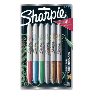 Sharpie® Metallic Fine Point Permanent Markers, Bullet Tip, Blue-Green-Red, 6/Pack (SAN2029678)