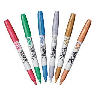 Sharpie® Metallic Fine Point Permanent Markers, Bullet Tip, Blue-Green-Red, 6/Pack (SAN2029678)