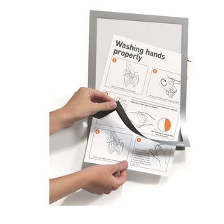 Durable® DURAFRAME Sign Holder, 8 1/2" x 11", Silver Frame, 2/Pack (DBL476823)