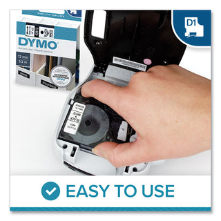 DYMO® D1 High-Performance Polyester Removable Label Tape, 1/2" x 23 ft, Black on White (899759)