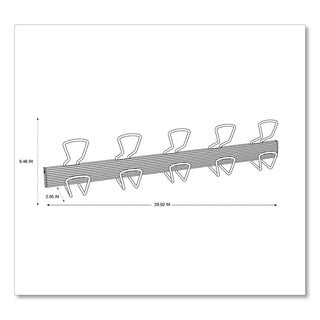 Alba™ Wall-Mount Coat Hooks, Metal, Silver, 22 lb, 29.92" x 2.95" x 6.45" (ABAPMPRO5M)
